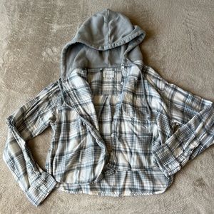 Cropped Flannel with Hood